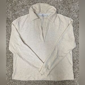 Vineyard Vines Womens Cream Polo Popover Sweatshirt Medium